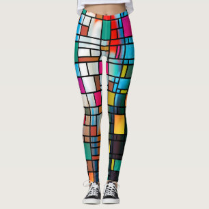 Leggings de padrão de arte moderna Abstrato