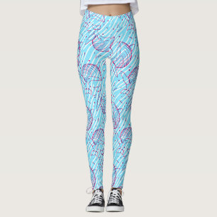 Leggings de padrão de baleia azul