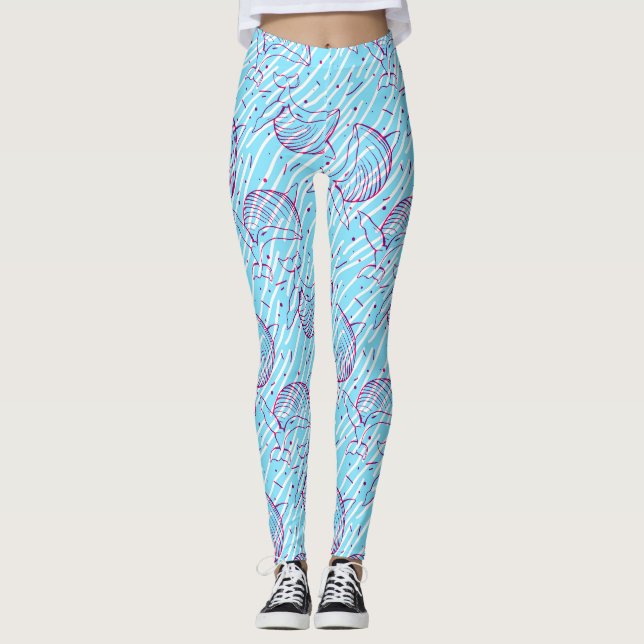 Leggings de padrão de baleia azul (Frente)