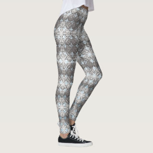 Leggings de padrão de Bolinhas azuis e Cinzas