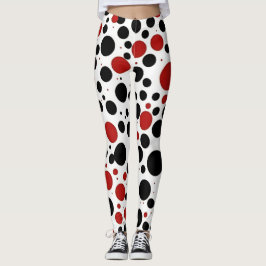 Leggings de padrão de Bolinhas vermelha e preta