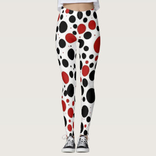 Leggings de padrão de Bolinhas vermelha e preta