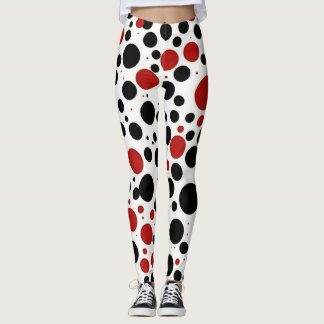 Leggings de padrão de Bolinhas vermelha e preta