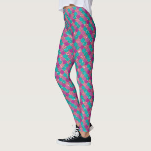 Leggings de padrão de brilho da Sereia