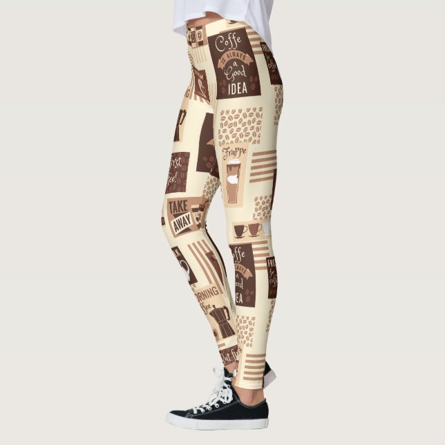 Leggings de padrão de café (Esquerda)