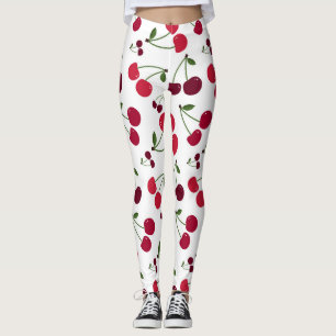 Leggings de padrão de cereja