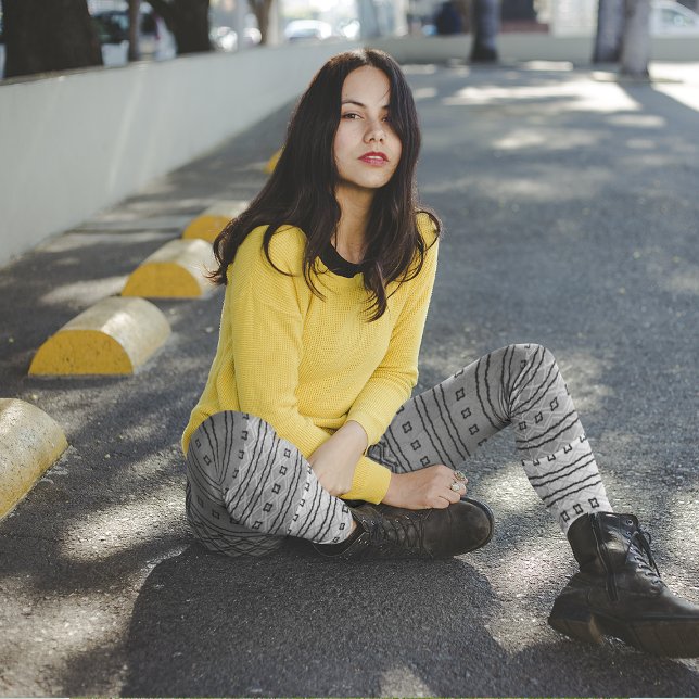 Leggings de Padrão de Cinza Negra (Criador carregado)