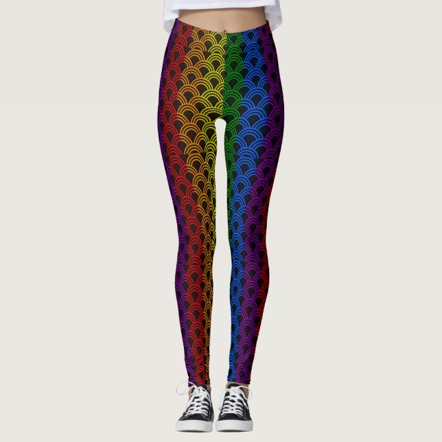 Leggings de padrão de cor do arco-íris LGBT (Frente)