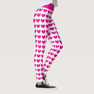 Leggings de padrão de coração cor-de-rosa
