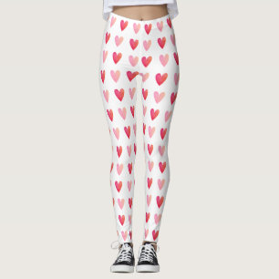 Leggings de padrão de coração rosa Dia de os na