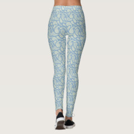 Leggings de padrão de creme azul
