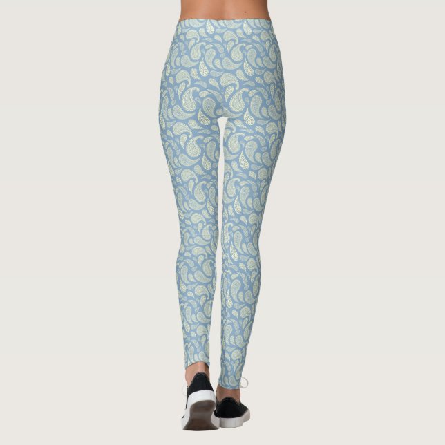 Leggings de padrão de creme azul (Verso)