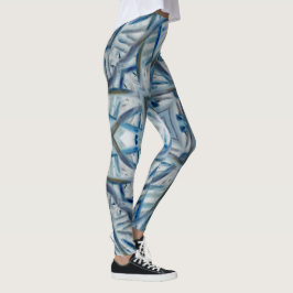 Leggings de padrão de cristal azul-inverno