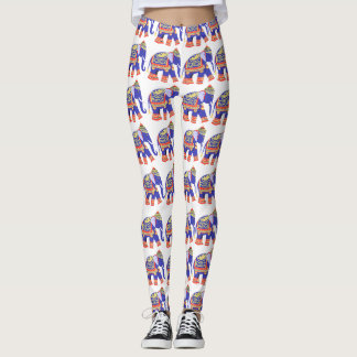 Leggings de Padrão de Elefante Tailandês Bonito