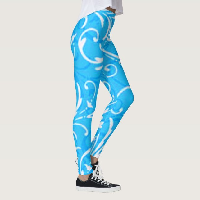 Leggings de padrão de espiral azul (Direita)