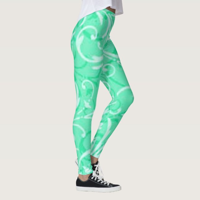 Leggings de padrão de espiral verde (Direita)