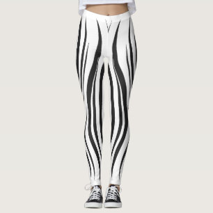 Leggings de padrão de faixa de zebra em negrito