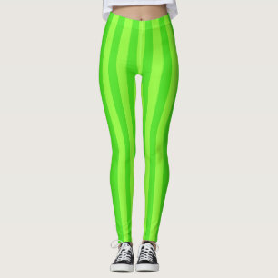 Leggings de padrão de faixa verde brilhante