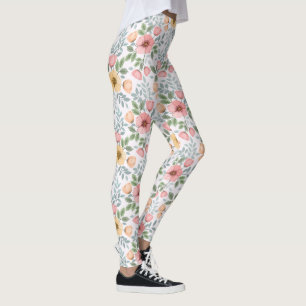 Leggings de padrão de flor com cores suaves