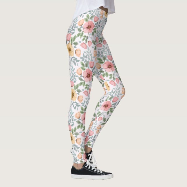 Leggings de padrão de flor com cores suaves (Direita)