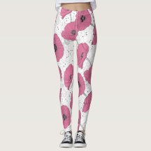 Leggings de padrão de flor de papoila