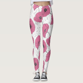 Leggings de padrão de flor de papoila