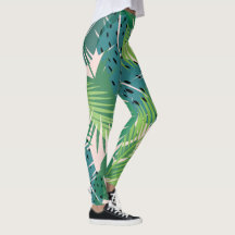 Leggings de padrão de folha de palma