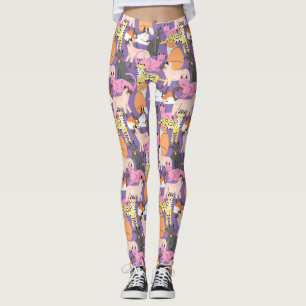 Leggings de Padrão de Gato Cortado