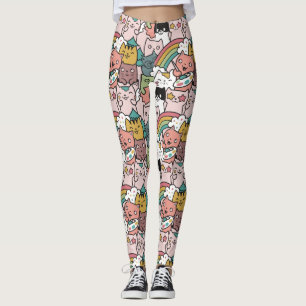 Leggings de Padrão de Gato Cortado