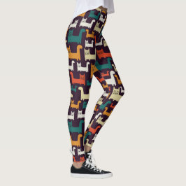Leggings de padrão de gatos coloridos