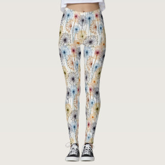 Leggings de padrão de girassol coloridas