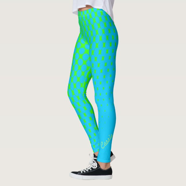 Leggings de Padrão de Gradiente Azul a Verde (Esquerda)