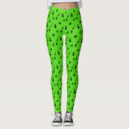 Leggings de padrão de Halloween com Blackon Green