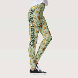 Leggings de padrão de ícones da cerveja