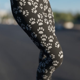 Leggings de padrão de impressão de pata de gato