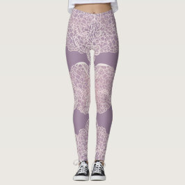 Leggings de padrão de local de Lavanda legante Art