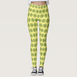 Leggings de padrão de Mandala amarela
