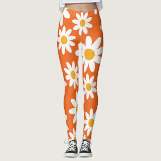 Leggings de padrão de margarida retrô