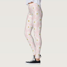 Leggings de padrão de margarida retrô-cega