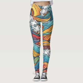 Leggings de padrão de onda