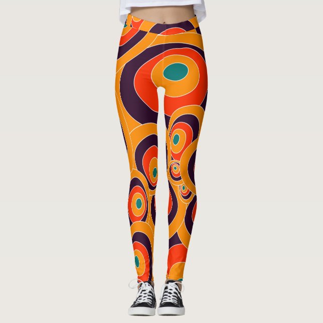 Leggings de padrão de ovais colores sem abstrato (Frente)