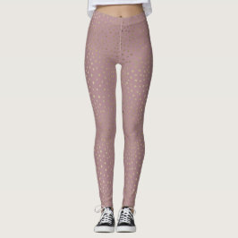 Leggings de padrão de ponto de bronze Dourado