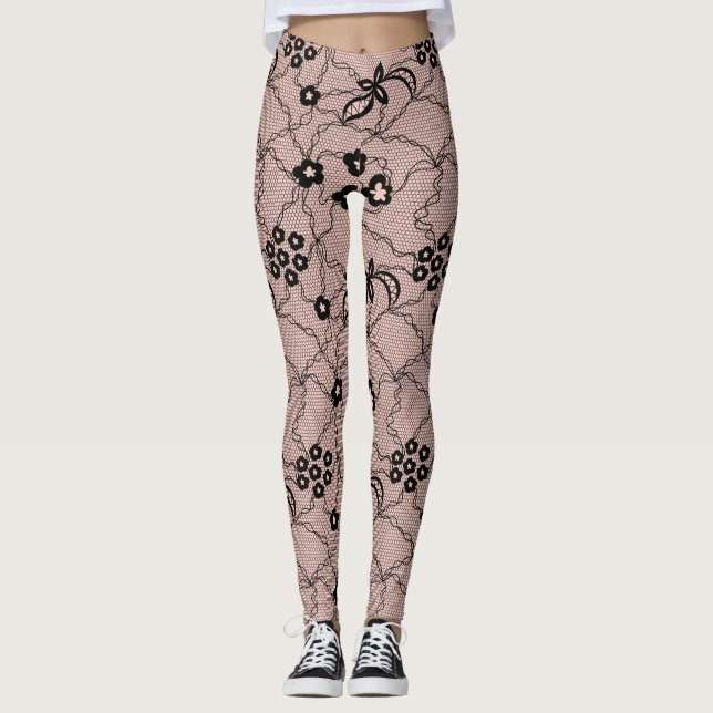 Leggings de padrão de rendas (Frente)