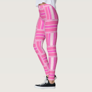 Leggings de padrão de risca rosa-quente ★ Psydefx
