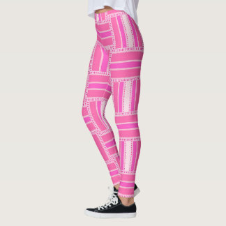 Leggings de padrão de risca rosa-quente ★ Psydefx