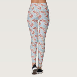 Leggings de padrão de salada azul-fumaça