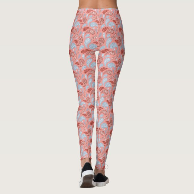 Leggings de padrão de salmões-azuis (Verso)