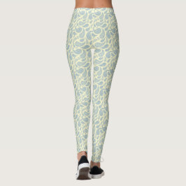 Leggings de padrão de salsa azul-creme