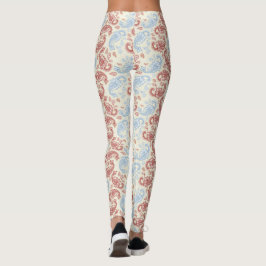 Leggings de padrão de salto vermelho-creme