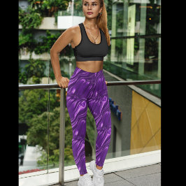 Leggings de padrão de satin roxo - Bonito